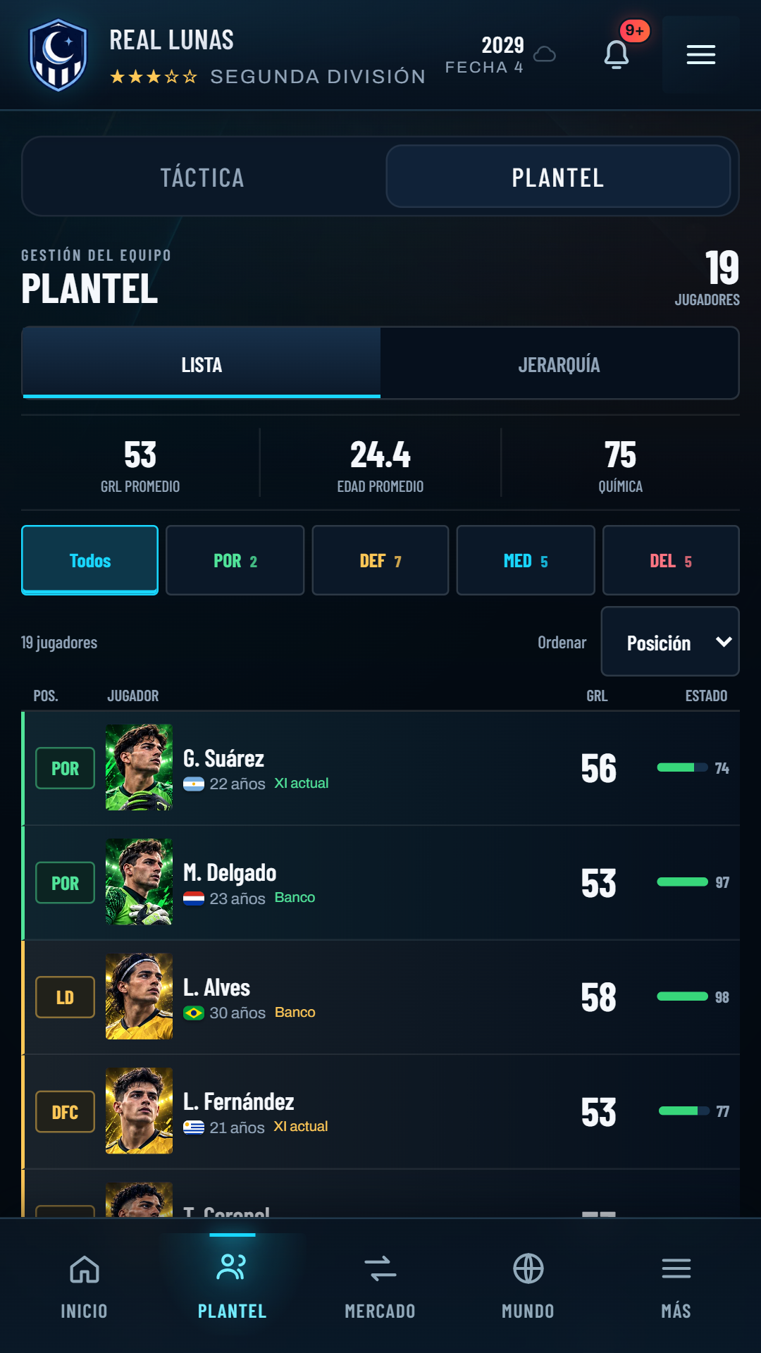 Construye un equipo. Captura de gestión de club